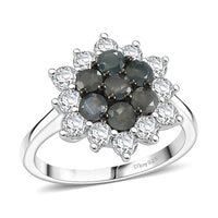D'Joy Narsipatnam Alexandrite, Moissanite Ring in Rhodium Over Sterling Silver (Size 10.0) 1.60 ctw