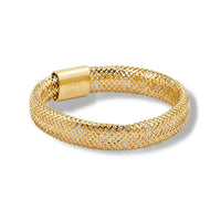Italian 3.5mm Domed Mesh Reflection Stretch Ring in 10K Yellow Gold (Size 6-12) 0.32 Grams (Ships in 10-15 Days)