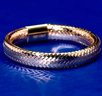 Italian 3.5mm Domed Glow Mesh Stretch Ring in 10K Yellow Gold (Size 6-7) 0.35 Grams (Ships in 10-15 Days)