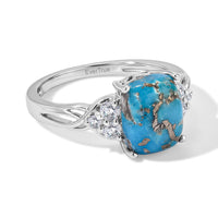 EverTrue Empyrean Blue Turquoise and White Zircon 3.65 ctw Ring in Platinum Bond (Size 7.0)