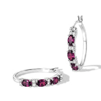 D'Joy AAA Radiant Ember Garnet, Moissanite Earrings in Rhodium Over Sterling Silver 2.00 ctw