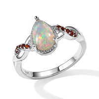 EverTrue Ethiopian Welo Opal, Mozambique Garnet Ring in Platinum Bond (Size 10.0) 0.90 ctw
