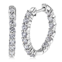 D'Joy Lab Grown Diamond (I2) Hoop Earrings in Rhodium Over Sterling Silver 2.00 ctw