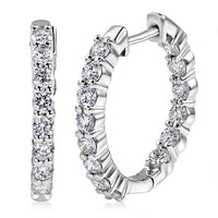 D'Joy Lab Grown Diamond (I2) Hoop Earrings in Rhodium Over Sterling Silver 2.00 ctw