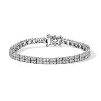 Epic Deal D'Joy Lab Grown Diamond (I2) Two Row Line Bracelet in Rhodium Over Sterling Silver (6.50 In) 5.00 ctw