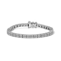 Epic Deal D'Joy Lab Grown Diamond (I2) Two Row Line Bracelet in Rhodium Over Sterling Silver (6.50 In) 5.00 ctw