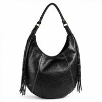 La Marey Black Genuine Leather Moon Shape Bag