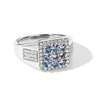 D'Joy Ceylon Blue Sapphire, Moissanite Men's Ring in Rhodium Over Sterling Silver (Size 10.0) 1.80 ctw