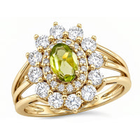 Hebei Peridot and Simulated Diamond 2.50 ctw Ring in 14K YG Over Sterling Silver (Size 7.0)