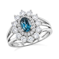 Teal Quartz and Simulated Diamond 2.50 ctw Ring in Sterling Silver (Size 7.0)