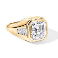 D'Joy Asscher Cut Moissanite (12mm) Men's Ring in 18K Vermeil YG Over Sterling Silver (Size 10.0) 9.85 ctw