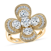 D'Joy Moissanite 2.50 ctw Floral Ring in 18K Vermeil Yellow Gold Over Sterling Silver