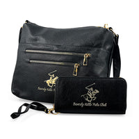 Closeout Beverly Hills Polo Club Black Faux Leather Crossbody Bag with Wallet