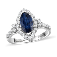 Certified & Appraised D'Joy Premium Kashmir Kyanite and Moissanite 3.10 ctw Ring in Rhodium Over Sterling Silver (Size 9.0)