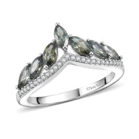 D'Joy Narsipatnam Alexandrite, Moissanite Ring in Rhodium Over Sterling Silver (Size 10.0) 1.15 ctw