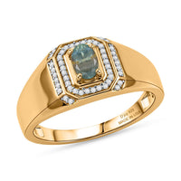 D'Joy Narsipatnam Alexandrite, Moissanite Men's Ring in 18K Vermeil YG Over Sterling Silver (Size 10.0) 0.70 ctw