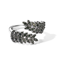Luxuriant Lab Grown Green Diamond (IR) (SI) Verdant Leaf Wrap Ring in Rhodium Over Sterling Silver (Size 10.0) 1.00 ctw
