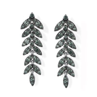 Luxuriant Lab Grown Green Diamond (IR) (SI) Verdant Leaf Wrap Earrings in Rhodium Over Sterling Silver 1.00 ctw