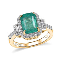 Luxoro AAA Kagem Zambian Emerald and Diamond I2 3.10 ctw Ring in 10K Yellow Gold