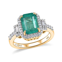 Luxoro AAA Kagem Zambian Emerald and Diamond I2 3.10 ctw Ring in 10K Yellow Gold