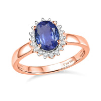D'Joy Premium Tanzanite and Diamond Ring in 18K Vermeil Rose Gold Over Sterling Silver (Size 10.0) 1.53 ctw