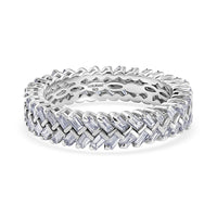 Luxuriant Lab Grown Diamond G-H SI 1.00 ctw Half Eternity Band Ring(S 8) in Rhodium Over Sterling Silver