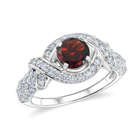 Mozambique Garnet and Simulated Diamond 1.65 ctw Ring in Sterling Silver (Size 7.0)