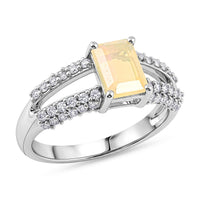 Opalite and White Topaz 1.25 ctw Ring in Sterling Silver (Size 6.0)