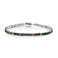 D'Joy Premium Multi-Tourmaline Bracelet in Rhodium Over Sterling Silver (7.25 In) 7.50 ctw