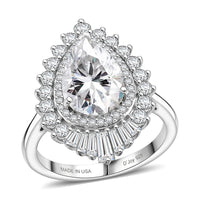 D'Joy Moissanite Ring in Rhodium Over Sterling Silver (Size 10.0) 4.00 ctw