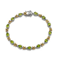 EverTrue Hebei Peridot, Chrome Diopside Sunlit Blossom Bracelet in 18K YG Plated (6.50 In) 4.60 ctw
