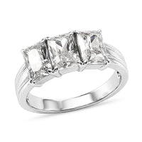 EverTrue Simulated Diamond 3 Stone Ring in Stainless Steel (Size 10.0) 5.20 ctw