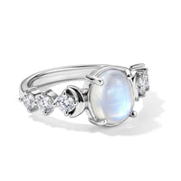 EverTrue Rainbow Moonstone and Moissanite 3.90 ctw Ring in Platinum Bond (Size 10.0)