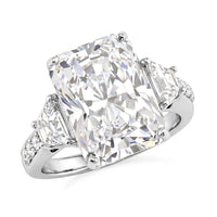TLV D'Joy Moissanite (Rnd 14.5mm) Ring in Rhodium Over Sterling Silver (Size 10.0) 11.20 ctw