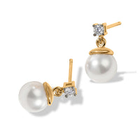 D'Joy Freshwater Pearl and Lab Grown Diamond 0.15 ctw Earrings in 18K YG Plated
