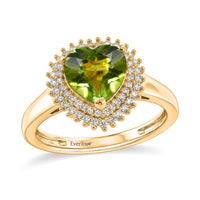 EverTrue Hebei Peridot, White Zircon Ring in 18K YG Plated (Size 10.0) 2.40 ctw
