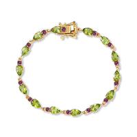EverTrue Hebei Peridot, Orissa Rose Garnet Summer Vine Bracelet in 18K YG Plated (8.00 In) 8.50 ctw