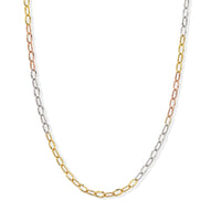 Italian 14K YRG Over and Sterling Silver 1.2mm Drop Oval Star Chain Necklace (20 Inches) (2.15 g)