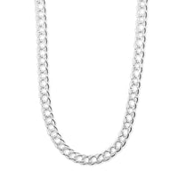 6mm Double Rombo Pave Necklace in Sterling Silver 20 Inches 39.74 Grams