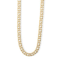 6mm Double Rombo Pave Necklace in 14K YG Over Sterling Silver 20 Inches 39.74 Grams