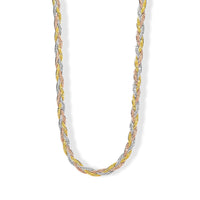 2mm Braided Chain Necklace in Rhodium Over Sterling Silver 9.40 Grams 18 Inches