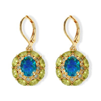 EverTrue Peacock Quartz, Multi Gemstone Royal Peacock Petal Earring in 18K YG Plated 7.10 ctw