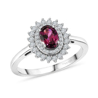 Certified & Appraised D'Joy Premium Radiant Ember Garnet, Moissanite Ring in Rhodium Over Sterling Silver (Size 10.0) 1.30 ctw