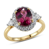 Certified & Appraised 10K Yellow Gold AAA Usambara Color Change Garnet, Luxuriant Lab Grown Diamond (G-H, SI) (0.28 cts) Ring (Size 10.0) 4.00 ctw