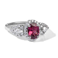 D'Joy Premium Usambara Color Change Garnet and Moissanite 2.27 ctw Ring in Rhodium Over Sterling Silver