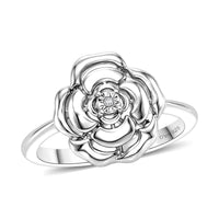 D'Joy Diamond Accent Floral Ring in Rhodium Over Sterling Silver (Size 9.0)