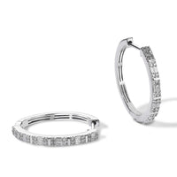 D'Joy Diamond Deco Radiance Hoop Earrings in Rhodium Over Sterling Silver 0.50 ctw
