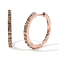 D'Joy Diamond Deco Radiance Hoop Earrings in Rhodium Over Sterling Silver 0.50 ctw