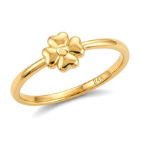 24K Yellow Gold 5D Four Leaf Clover Ring (Size 6.5) (0.93 g)