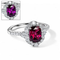 D'Joy Premium Usambara Color Change Garnet, Moissanite Ring in Rhodium Over Sterling Silver (Size 10.0) 2.40 ctw 8614244
